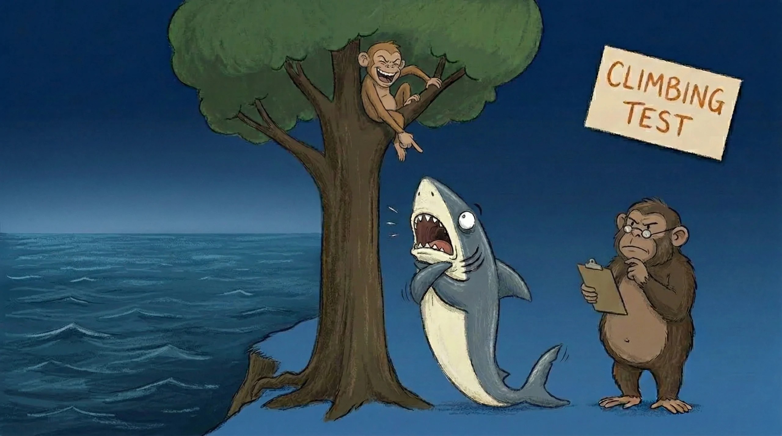 A shark trying to climb a tree — you were judged by the wrong test